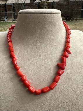 Vintage Genuine Red Coral Necklace 17 Inches